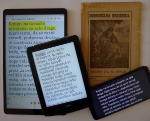 Knjiga prilagojena v digitalnem formatu na tablicah