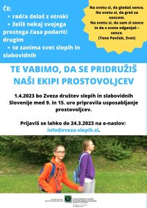 vabilo na usposabljanje za prostovoljce